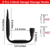 6 Pack Garage Hooks,Heavy Duty J Utility Hooks Bike Wall Mount Rack For Garage Wall