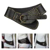 Belts Y166 Fashion Men Teens Rivet Decor Waist Belt PU Adjustable Style Cowboy Strap