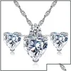 Jewelry Earrings Necklace Women Fashion Sets Heart Shape Pendant Necklaces Bride Zircon Set 601 K2 Drop Delivery Party Events Accessor Dhisx