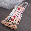 Baby Beech Pacifier Chain Geometric Crochet Pärlor Silikon PACIFIER CLIP Baby Tandhing Chain Nipple Clip Personaliserade Namn