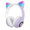 Orelhas de gato (pão em formato de orelha de gato cozido no vapor) fone de ouvido Bluetooth com emissão de luz fone de ouvido sem fio para jogos host universal