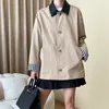 Women's Jackets Early Autumn Leather Lapel Single Breasted Trench Coat Khaki Mid Length Fashionable Patchwork Versatile Jacket For Women