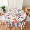 Nappe de table printemps été nappe ronde florale 60 pouces vêtements de table à fleurs multicolore rustique couverture de table circulaire réutilisable pour fête de pique-nique 230921