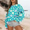 Kvinnors T -skjortor Casual Fashion Floral Print Round Neck Loose Long Sleeve Sweatshirt Hoodies Tops Sports Blus 2023