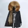 Femmes fourrure fausse mode réel manteau veste d'hiver femmes longue Parka imperméable col naturel capuche épaisse chaude doublure de raton laveur 230921