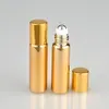 Nouveau design or argent 5 ml rouleau sur bouteille en verre avec bille roulante en métal flacons en verre rechargeables pour huiles essentielles de parfum ZZ