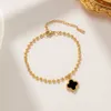 Bracelet de créateur trèfle à quatre feuilles, bijoux de luxe, version coréenne du bracelet en acier titane pour femmes, pendentif trèfle à quatre feuilles, bijoux cadeau Van Clee