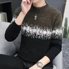 Men's Sweaters Casual Sweater Round Neck Knitted Imitation Wool Pullover Jacquard Long Sleeve Winter Mens Clothing Knitwear A35