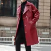 Trench da uomo 5XL di grandi dimensioni in pelle rossa bordeaux lunghe giacche bordeaux per uomo stile nero 2023 cappotti invernali di qualità 230921