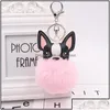 Jóias Chaveiros Mulheres Cão Faux Fur Pompom Alta Qualidade Elegante Fluffy Plush Chaveiros Titular Charme Pingente Keyr Mjfashion Drop Deliv Dhq6c