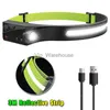 Head Lamps COB LED-sensor Strålkastare USB-laddningsbar camping Sökljus Inbyggd batteriets strålkastare LED-fackla för fiske camping HKD230922