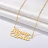 Fashion Custom Stainless Steel 2 Name Heart Necklace For Women Personalized Letter Gold2188