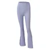 LU-1451 Women High-Waisted Sports Ribbed Flared Pants Breathable Comfortable Zipper Bottoms Pants