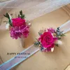 Decoratieve bloemen Kunstmatige gedroogde nep-bruiloftdecoratie Bruid en bruidegom Corsage Pols Eeuwige rozen