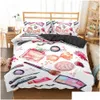 Bedding Sets Homesky Makeup Lipstick Luxury Set Cosmetic Pink Duvet Er Girls Women Bed Home Textiles Bedclothes 3/4Pcs 201127 Drop D Dhuw3