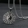 New Stainless Steel Yin Ying Yang Pendant Necklace Black White Necklace Men PU Leather Necklaces Jewelry Vintage2741