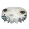 Nappe de table imperméable minimaliste avec fleurs et chrysanthèmes, décoration ronde pour cuisine, mariage, maison, salle à manger