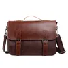 Aktentaschen Vintage PU Leder Männer Business Datei Dokument Handtasche Luxus Laptop Tasche Große Kapazität Männliche Schulter Messenger Taschen 230922