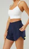 LU-565 Kvinnor Casual Yoga Outfits With Training Fiess Wear Short Girls Running Elastic Sportswear Pockets Track Shorts