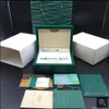 2020 Top Quality Watch Box New Style Green Original Box Papers Leather Bag Presentlådor i GMT Sub Sea Watch Box Green Wate252D