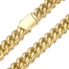 16inch-32inch Men Women Miami Cuban Link Chain Necklace Bracelet Choker Chains Hip Hop Jewelry 316L Stainless Steel 18K Gold Plated 6mm-14mm