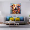 Knife Art Abstract Oil Painting Animal Dog Picture Print on Canvas Poster for Living Room Wall Decor