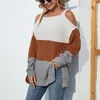 SWEATER SWEATER KOBIETA 2023 Kolor jesieni/zimowego guza z ramion podzielony seksowna kondole kobiety upuszcza MMYZ22102