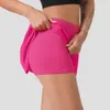LU-393 Women Sports Yoga Skirts Workout Zipper Pleated Tennis Golf Skirt Anti Exposure Fitness Sports Skirt