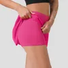 LU-393 Femmes sport Yoga jupes entraînement fermeture éclair plissée Tennis Golf jupe Anti exposition Fitness sport jupe