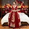 Roupas étnicas Mulheres Phoenix Bordado Vestido de Noiva Cheongsam Elegante Noiva Tradicional Estilo Chinês Brinde Tang Terno