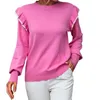 Damessweaters Gegolfde trui Losse effen kleur Ronde hals Pullover Mode voor dames met zak Zeer mooi uitziend