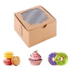 Present Wrap 10st Kraft Paper Candy Box Favor Pvc Window Biscuits Cookies Boxes Christmas Year Wedding