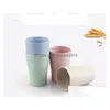 Tumblers Eco-vänliga 4 färger tillgängliga vete st tumbler set 10 oz återanvändbar plasttandkopp SN746 Drop Delivery Home Garden Kitch Dhkor