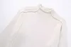 Weißer Rollkragenpullover für Frauen, elegant, kausal, locker, langärmelig, gestrickte Pullover, Herbst, solide Grundpullover, 2023