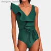 Zwemkleding voor dames Zwemkleding voor dames Sexy zwemkleding voor dames Diepe V-hals Strandkleding Effen Ruches Grote maten badpak Zomermicrobikini 230417 L230922