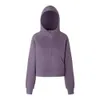 Dickes Fleece-Scuba-Kapuzenpullover Lu-02 Yoga-Sportpullover Damen Kurzes Kapuzen-Sweatshirt mit halbem Reißverschluss Lose Sportmantel-Jacken-Sweatshirt