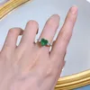 Anneaux de cluster Spring Qiaoer 925 Sterling Silver 8 8mm Heart Cut Emerald High Carbon Diamonds Fine Bijoux Bague de fiançailles de mariage