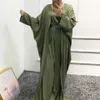 Ubranie etniczne 3PCS Muzułmański zestaw Abaya pasujący do sukienki wewnętrznej Kimono dla kobiet Niezwykle Linene Long Open Spódnica Islam Ubrania 303J