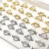 Wedding Rings 30pcs Style Mix Vintage Stainless Steel Love Hugging Hand Couples Ring Opening Adjustable Romantic Heart Hug 230922