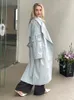 Kadınlar 2023 Bahar Sonbahar Tasarımcısı Kore Windbreaker Maxi Uzun Trençkot Pamuk Dış Giyim 230922