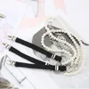 Suspenders 3 Clips Pearl Rhinestone Chain Suspenders Belt for Women Elastic Trousers Pants Tights Strap Garter Adjustable 230921