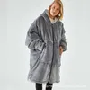 Blankets Oversized Blankets Flannel Fleece Hoodies Sweatshirt Sherpa Blanket With Sleeves Winter Warm Pocket Oodie New Sweatshirt Adult HKD230922