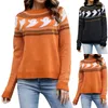 Kadın Sweaters Kadın Sonbahar Kış Kış Kıyısı Moda Yuvarlak Boyun Eğlence Cadılar Bayramı Desen Renk Örme Süvari Damen Strick Pullover