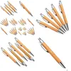 Ballpoint Pens Wholesale Wooden Product Company Eco Promo Marketing Engrave Logo Click Natural Bamboo Ball Pen Writing Drop Delivery Dhkvp