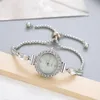 Wristwatches Minimalist Small Circular Bracelet Watch Retro Women's Diamond Crystal Ultra Thin Exquisite