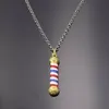 Pendentif Colliers Barber Shop Pole 3D Collier Luxueux Longue Chaîne Coiffeur Souvenir Collier Jewelry279P