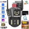 Caméras IP 8K 16MP WIFI Caméra 3 Écran PTZ 10X Zoom Audio bidirectionnel Extérieur Étanche Sécurité CCTV Surveillance Rue Sans Fil 230922