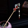 Haarspeldjes Parel Haarspeld Chinese Stok Fringe Bead Sieraden Voor Meisjes Hanfu Jurk Vintage Tiara's Metalen Bloemen Sluiting Eetstokje