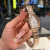 Wristwatches Gold Refined Steel Fashionable Snake Shaped Women's Watch Quartz With Diamond Inlaid Oval Versatile