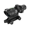 Taktisk Acog Fiber Source Optics 4x32 Grön upplyst verklig fiberomfång 4x Magnifier Telescope Chevron Glass Etsched Reticle Hunting Riflescope Airsoft